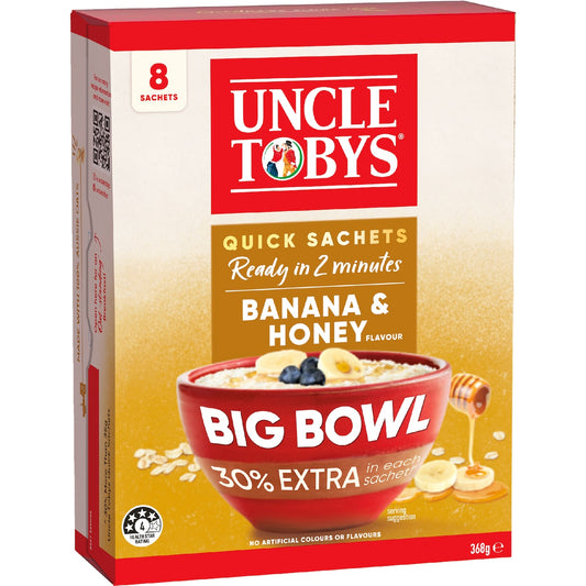 Uncle Tobys Big Bowl Oats Banana & Honey 8 Pack 368g