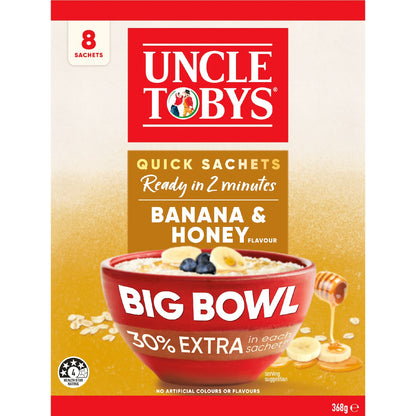 Uncle Tobys Big Bowl Oats Banana & Honey 8 Pack 368g