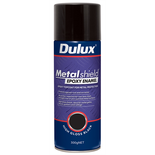 Dulux Metalshield Epoxy Enamel Gloss Spray Paint - 300g - Black