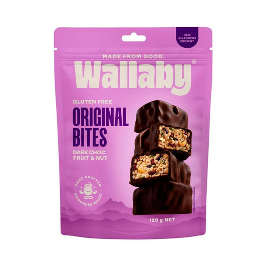 Wallaby Original Bites Dark Choc Fruit And Nut - 120g