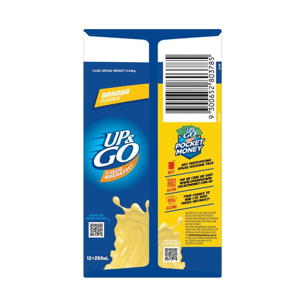 Sanitarium Up&go Liquid Breakfast Fridge Banana 12x250ml - 3L
