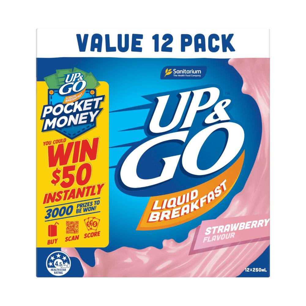 Sanitarium Up&go Liquid Breakfast Fridge Pack Strawberry 12x250ml - 3L
