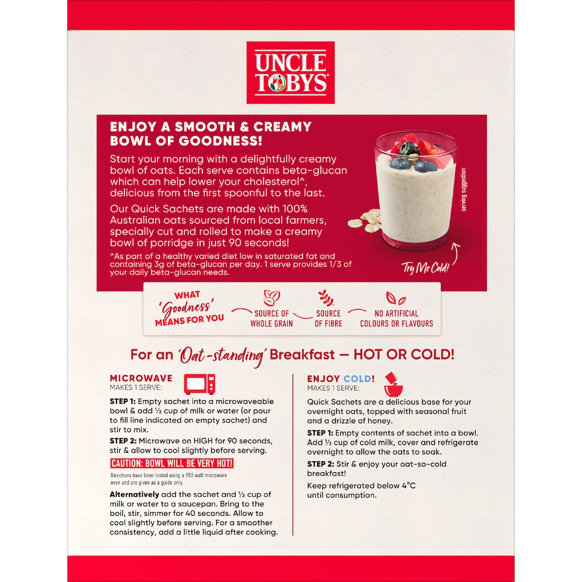 Uncle Tobys Oats Quick Sachets Family Pack Original Porridge 680g