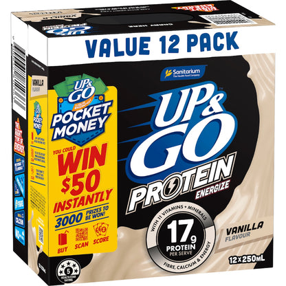 Up&go Protein Energize Breakfast Liquid Vanilla 250ml X 12 Pack