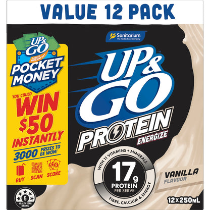 Up&go Protein Energize Breakfast Liquid Vanilla 250ml X 12 Pack