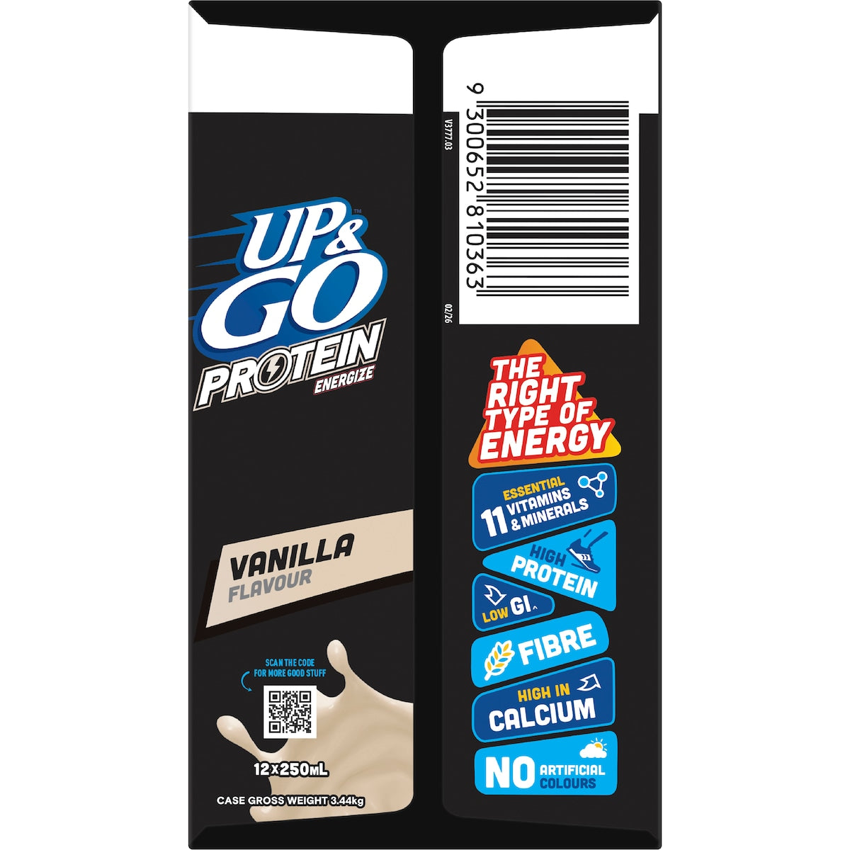 Up&go Protein Energize Breakfast Liquid Vanilla 250ml X 12 Pack
