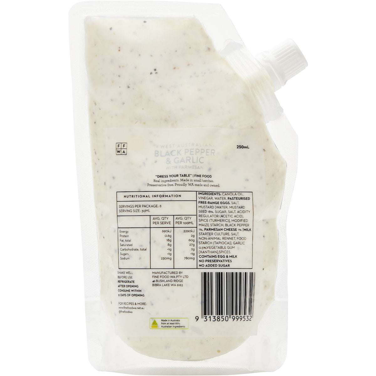 Fine Food Salad Dressing Cracked Pepper & Garlic 250ml