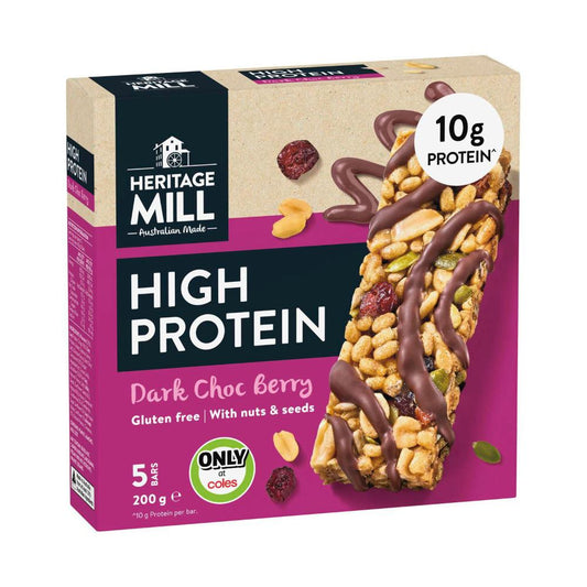 Heritage Mill High Protein Bars Dark Choc Berry - 200g