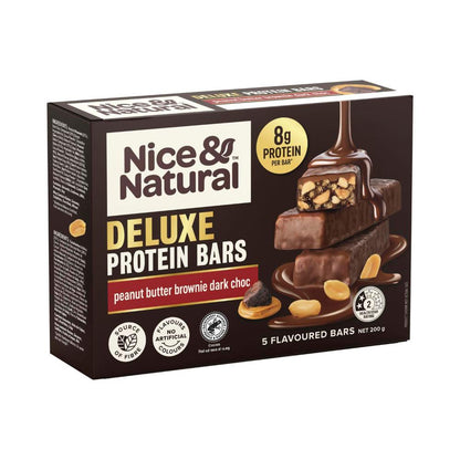 Nice & Natural Deluxe Protein Bars Peanut Butter Brownie 5 Pack - 200g
