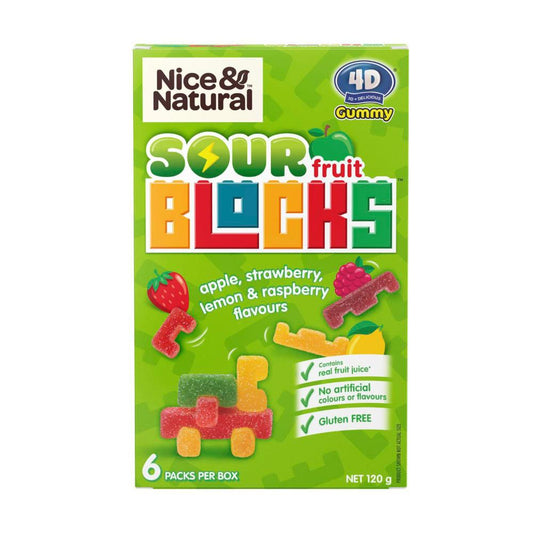 Nice & Natural Sour Fruit Blocks 6 Pack - 120g