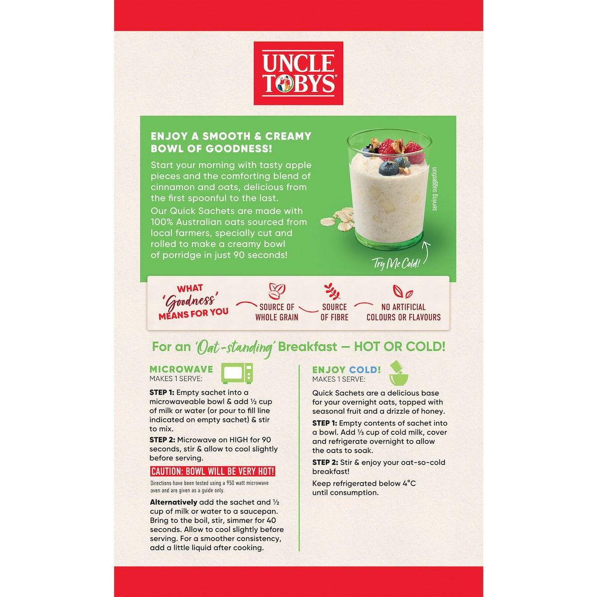 Uncle Tobys Oats Quick Sachets Apple & Cinnamon Porridge 350g