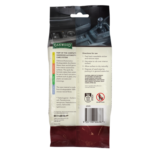 Oakwood Biodegradable Anti Bacterial Wipe - 200 x 150mm - 40 Wipes