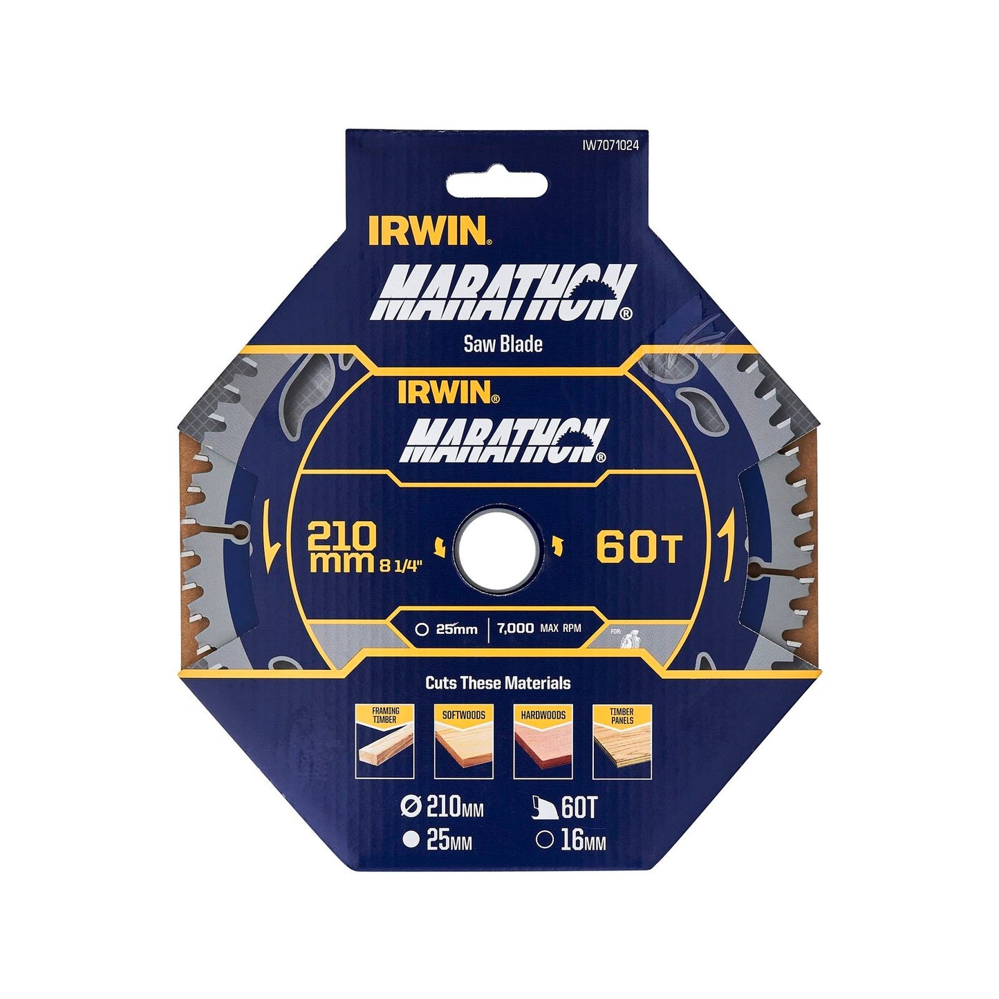 Irwin Marathon Circular Saw Blade - 210mm - 60T