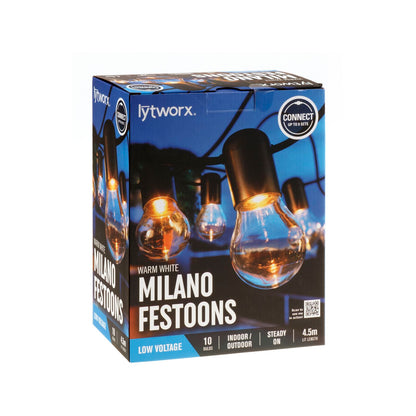 Lytworx Milano Festoon Party Lights - 10 Bulbs - 4.5m - Warm White