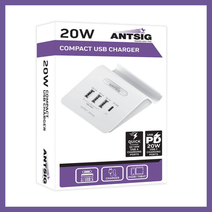 Antsig 20W Compact USB Charger - 4 Ports