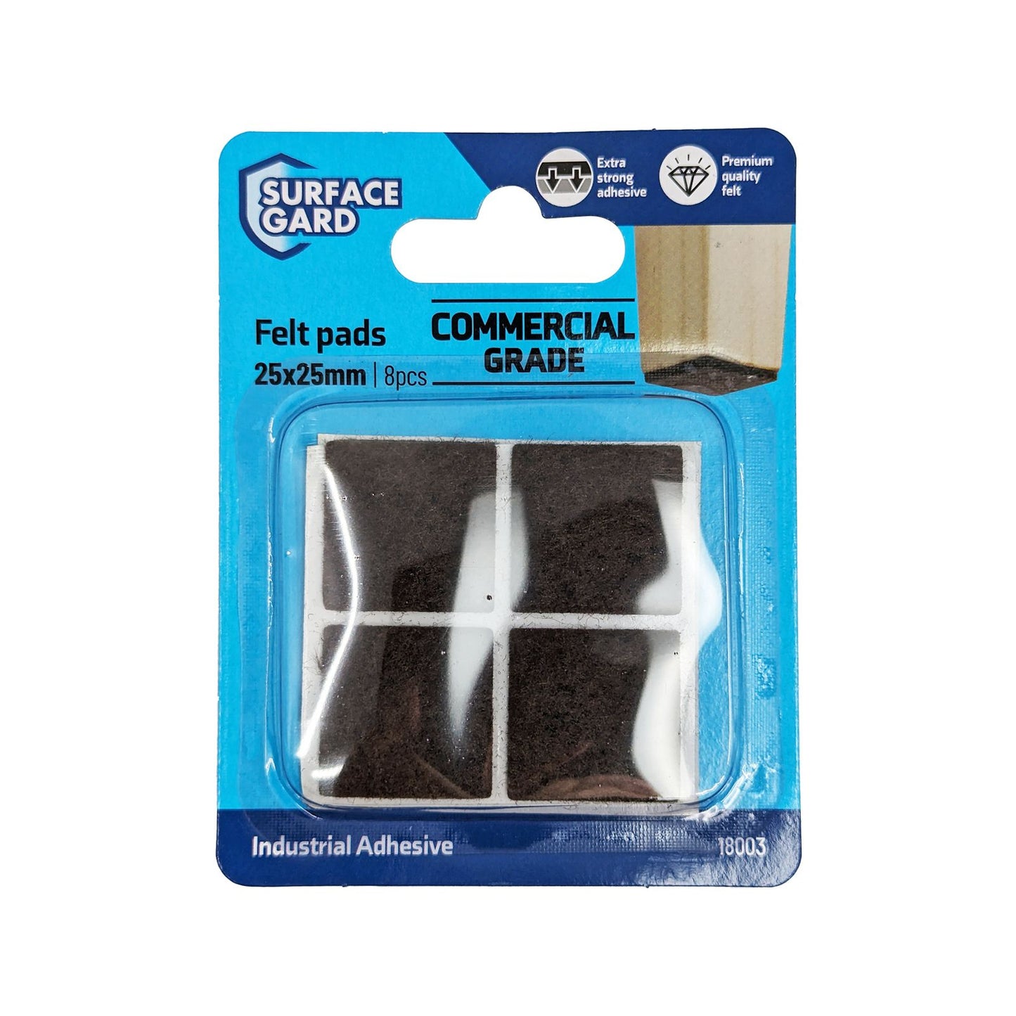 Surface Gard Felt Floor Protection Pads - 25mm - 8 Pack - Brown