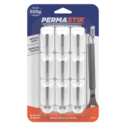 Permastik Small Kitchen Hooks Holds 500g 9 Pack