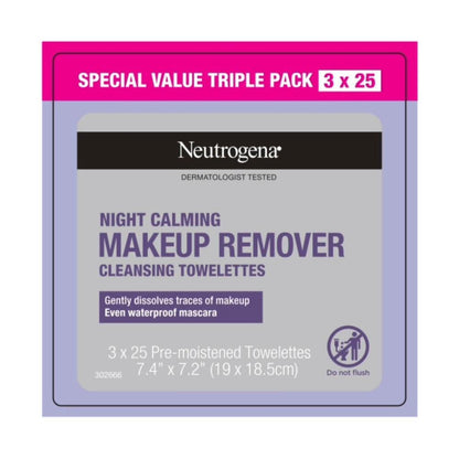 Neutrogena Night Calming Make Up Remover Wipes - 75 Pack