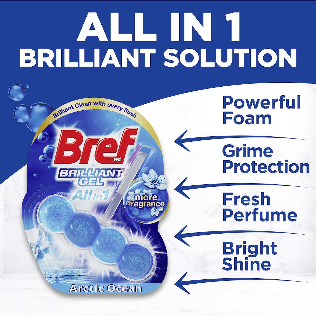 Bref Brilliant Gel Arctic Ocean Toilet Cleaner Block 42g