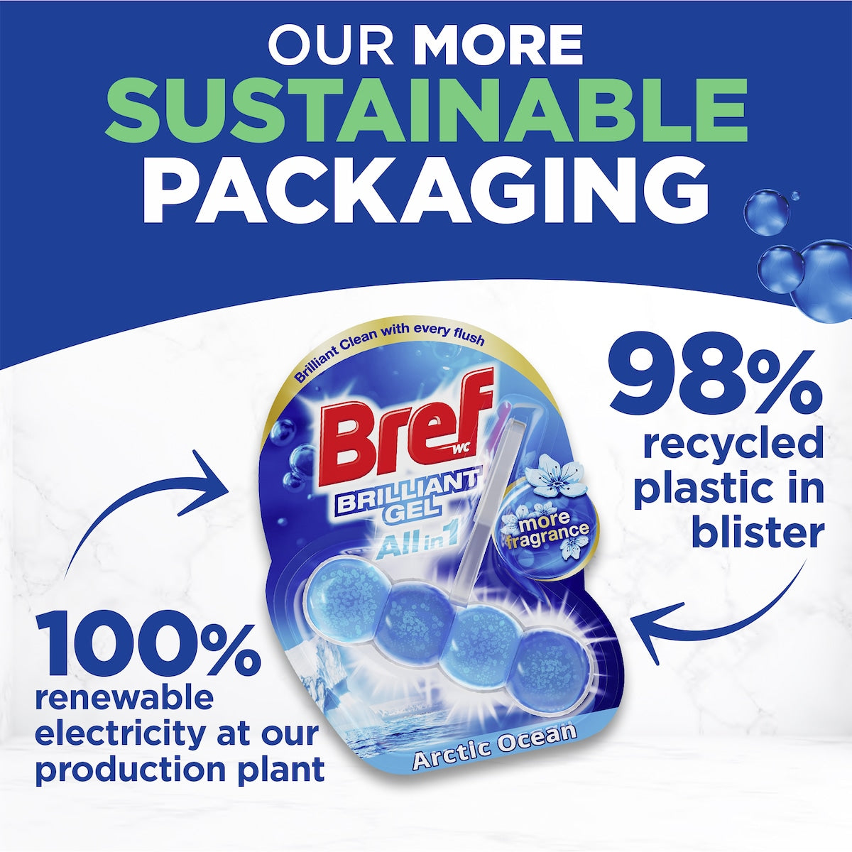 Bref Brilliant Gel Arctic Ocean Toilet Cleaner Block 42g