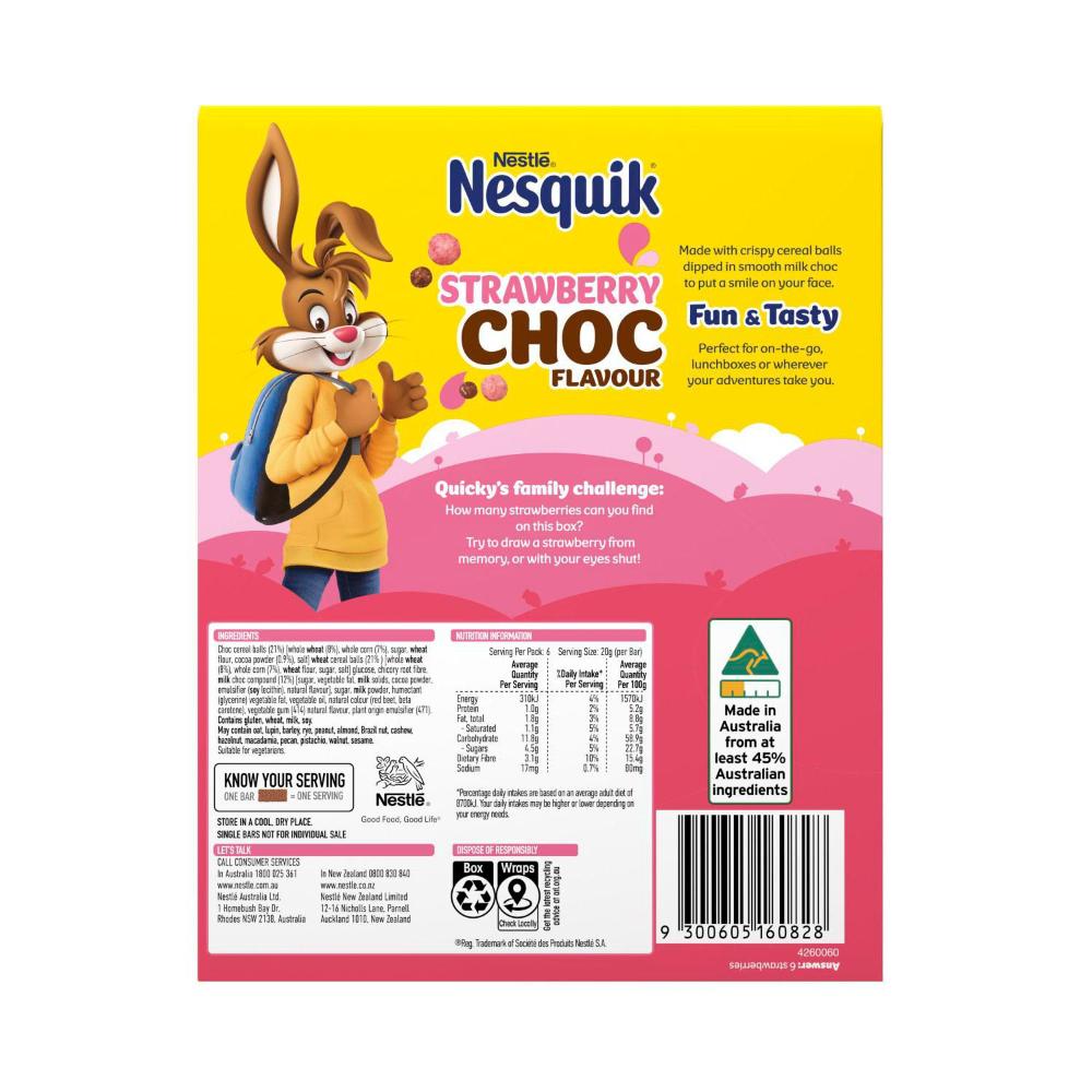 Nestle Nesquik Bar Strawberry Choc Flavour - 120g