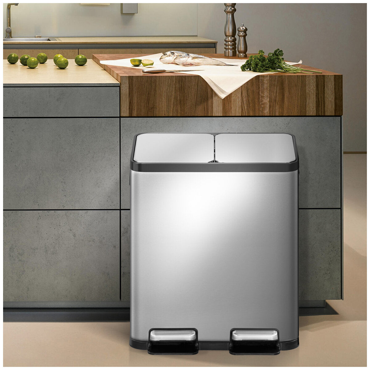 EKO 30L+30L Stainless steel Recycling Step Can
