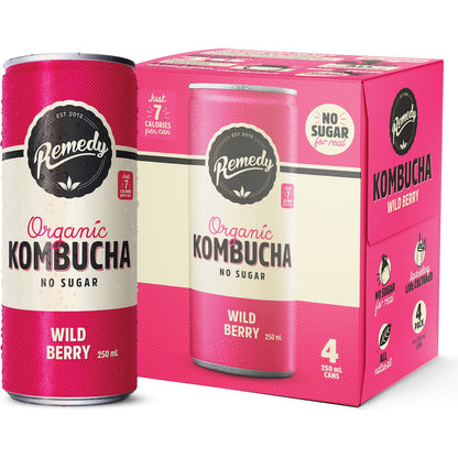 Remedy Wild Berry Kombucha 250ml X 4 Pack