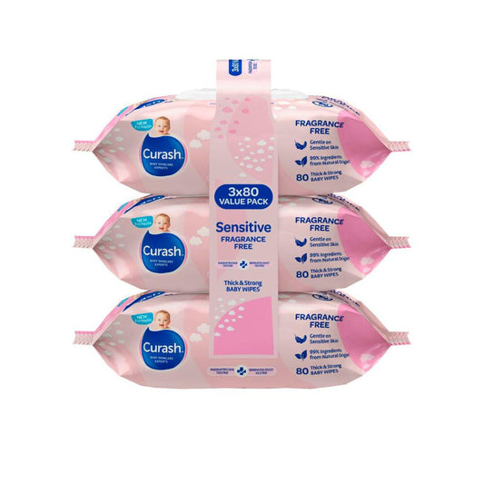 Curash Fragrance Free Sensitive Skin Baby Wipes - 240 Pack