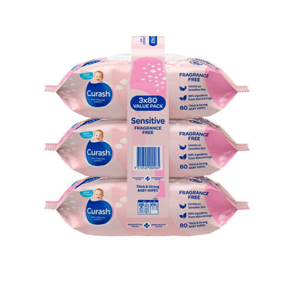 Curash Fragrance Free Sensitive Skin Baby Wipes - 240 Pack