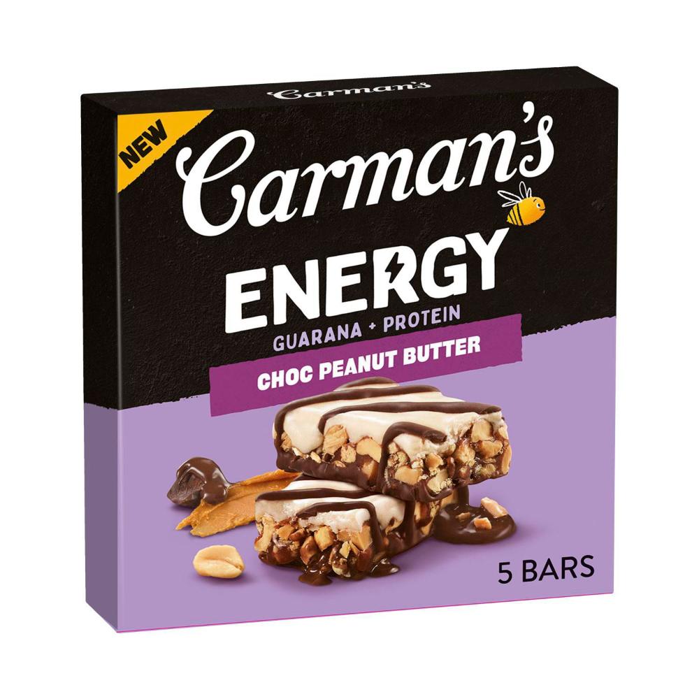 Carman's Energy Guarana + Protein Choc Peanut Butter 200g - 5 Pack