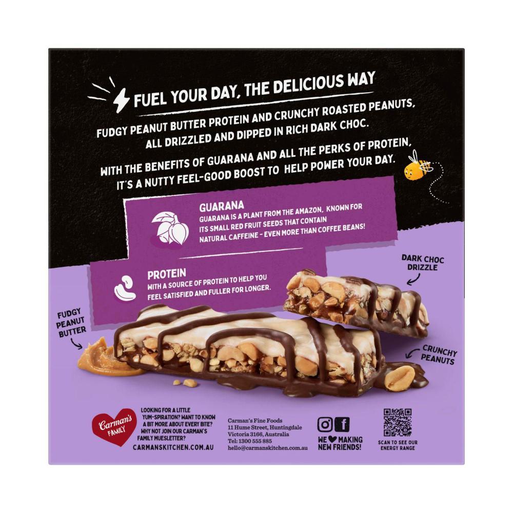 Carman's Energy Guarana + Protein Choc Peanut Butter 200g - 5 Pack