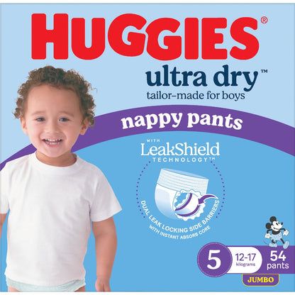 Huggies Ultra Dry Nappy Pants Boys Size 5 (12-17kg) 54 Pack