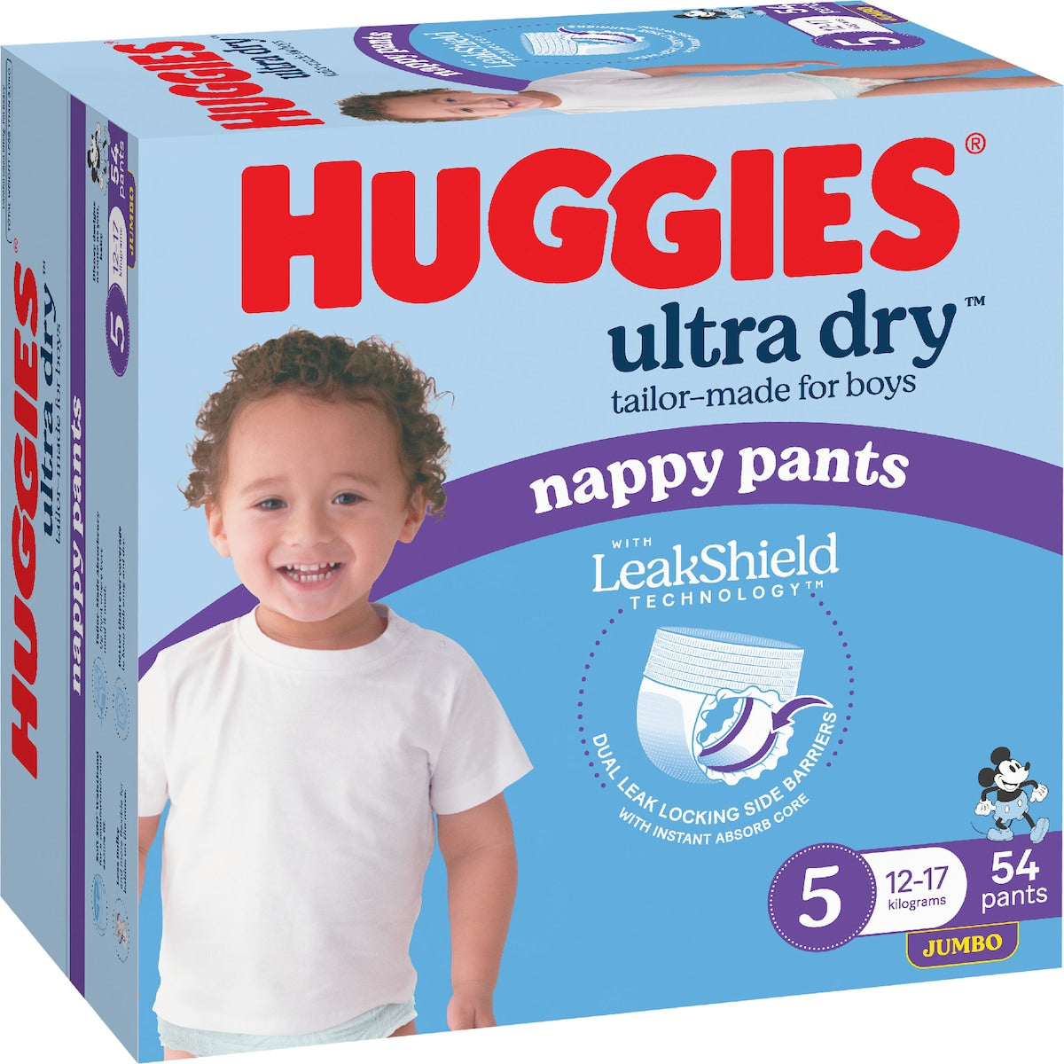 Huggies Ultra Dry Nappy Pants Boys Size 5 (12-17kg) 54 Pack