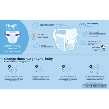 Huggies Ultra Dry Nappy Pants Boys Size 6 (15-20kg) 48 Pack