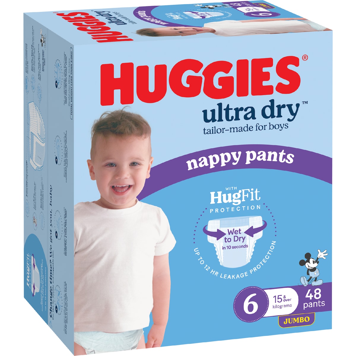 Huggies Ultra Dry Nappy Pants Boys Size 6 (15-20kg) 48 Pack