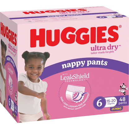 Huggies Ultra Dry Nappy Pants Girls Size 6 (15-20kg) 48 Pack