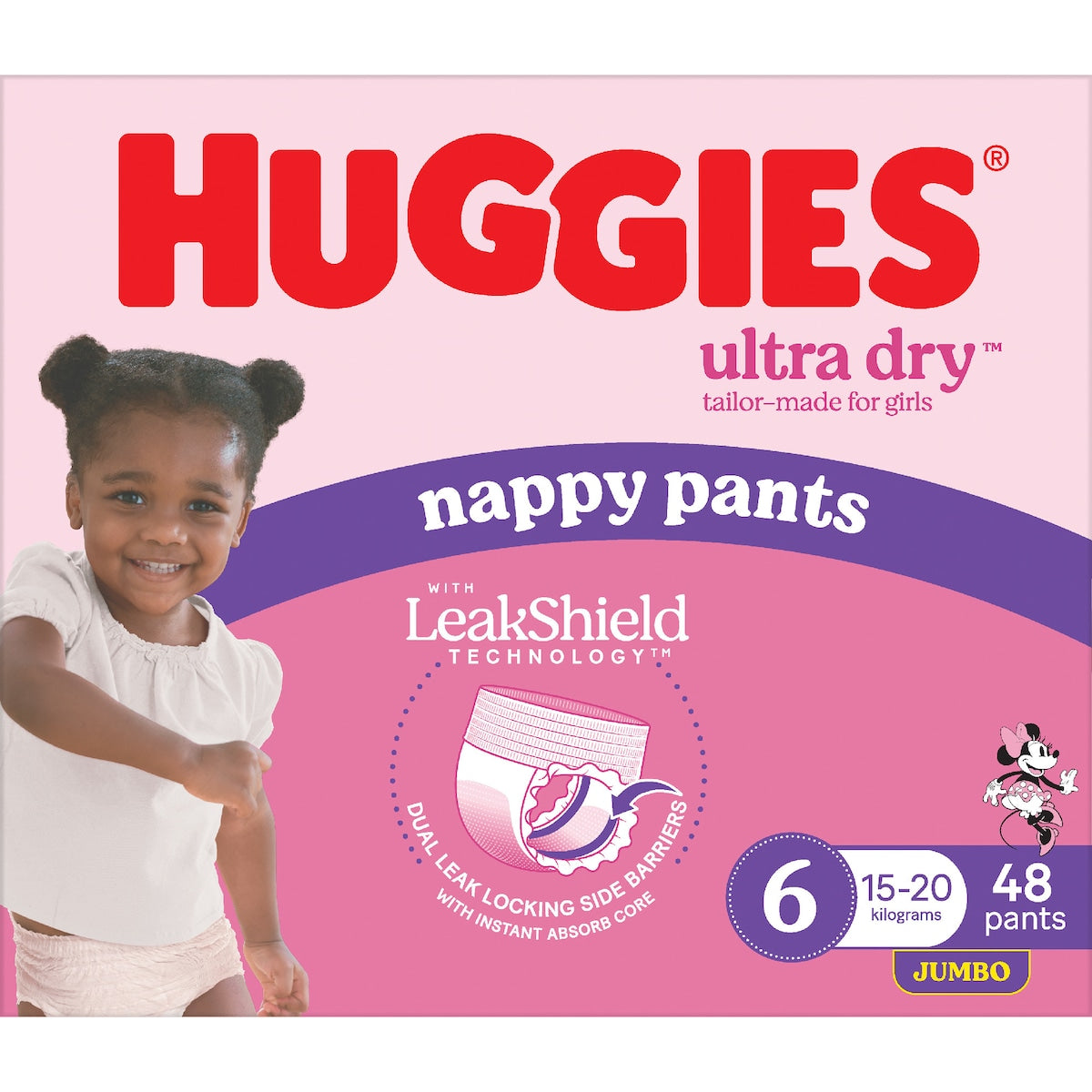 Huggies Ultra Dry Nappy Pants Girls Size 6 (15-20kg) 48 Pack