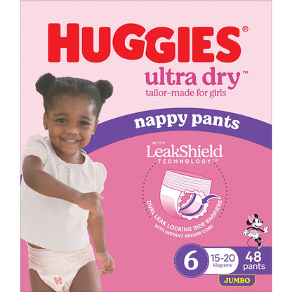 Huggies Ultra Dry Nappy Pants Girls Size 6 (15-20kg) 48 Pack