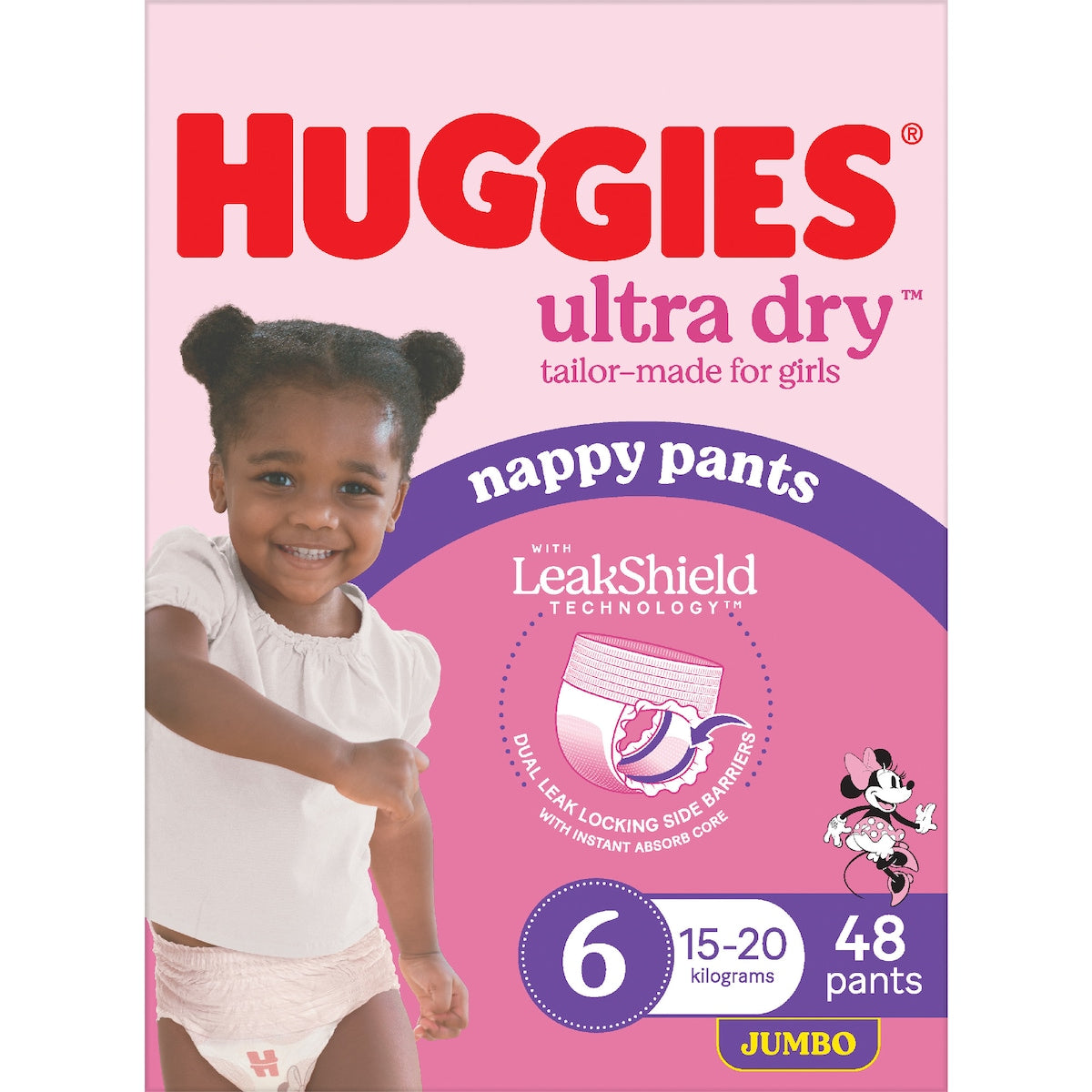 Huggies Ultra Dry Nappy Pants Girls Size 6 (15-20kg) 48 Pack