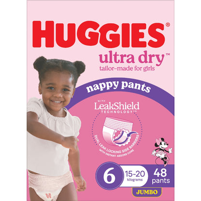 Huggies Ultra Dry Nappy Pants Girls Size 6 (15-20kg) 48 Pack