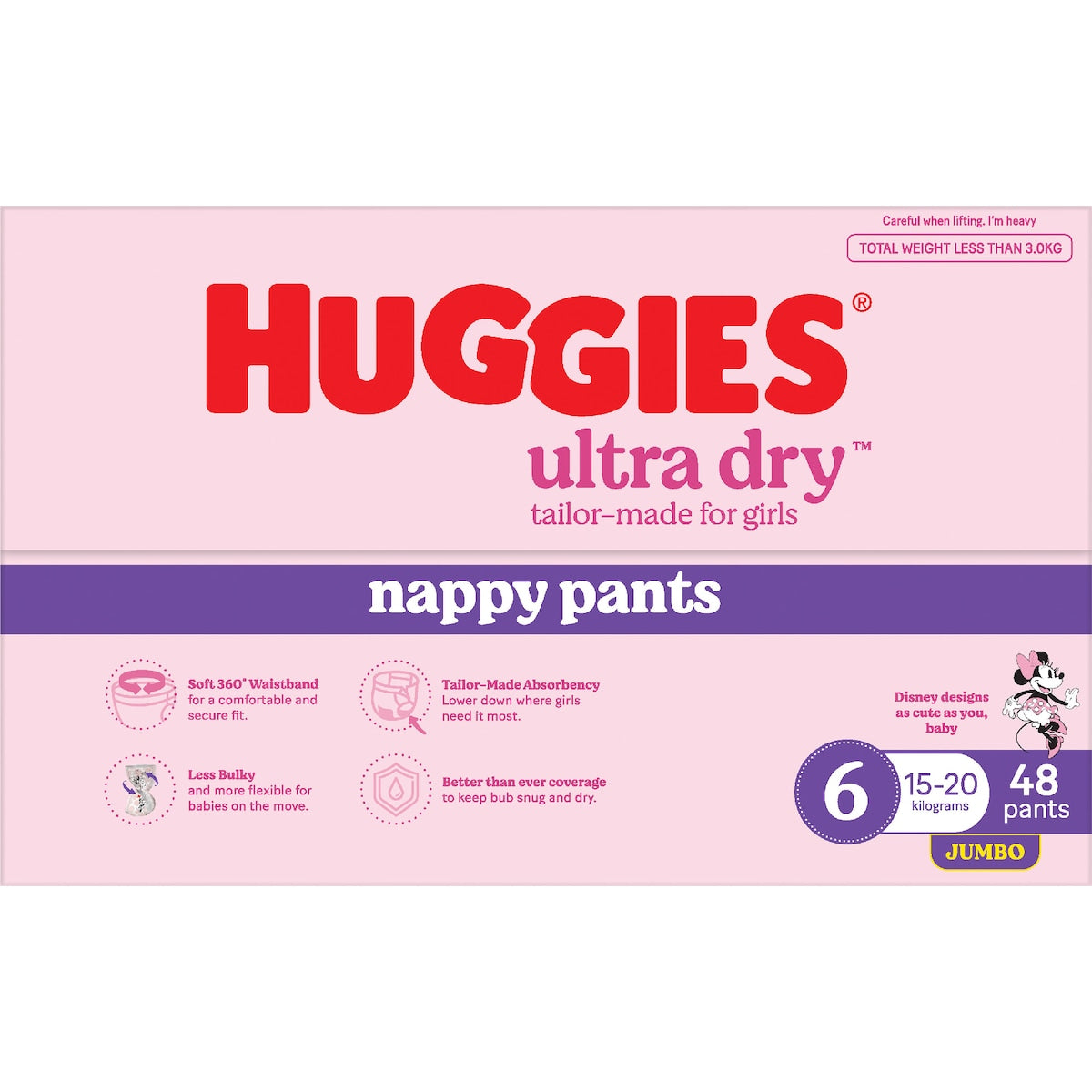Huggies Ultra Dry Nappy Pants Girls Size 6 (15-20kg) 48 Pack