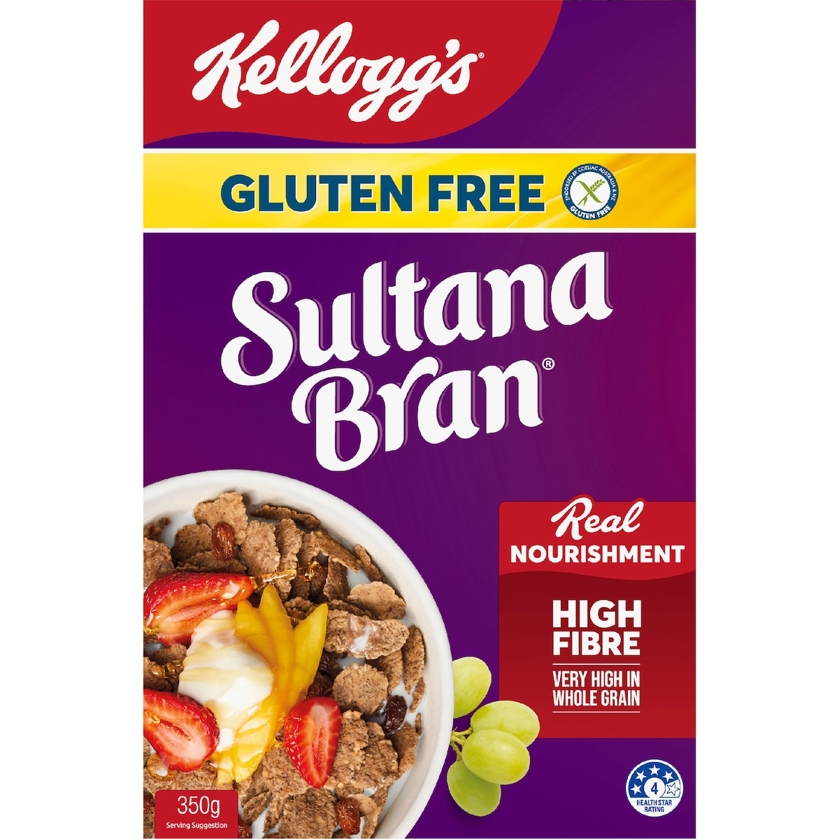 Kelloggs Gluten Free Sultana Bran Breakfast Cereal 350g