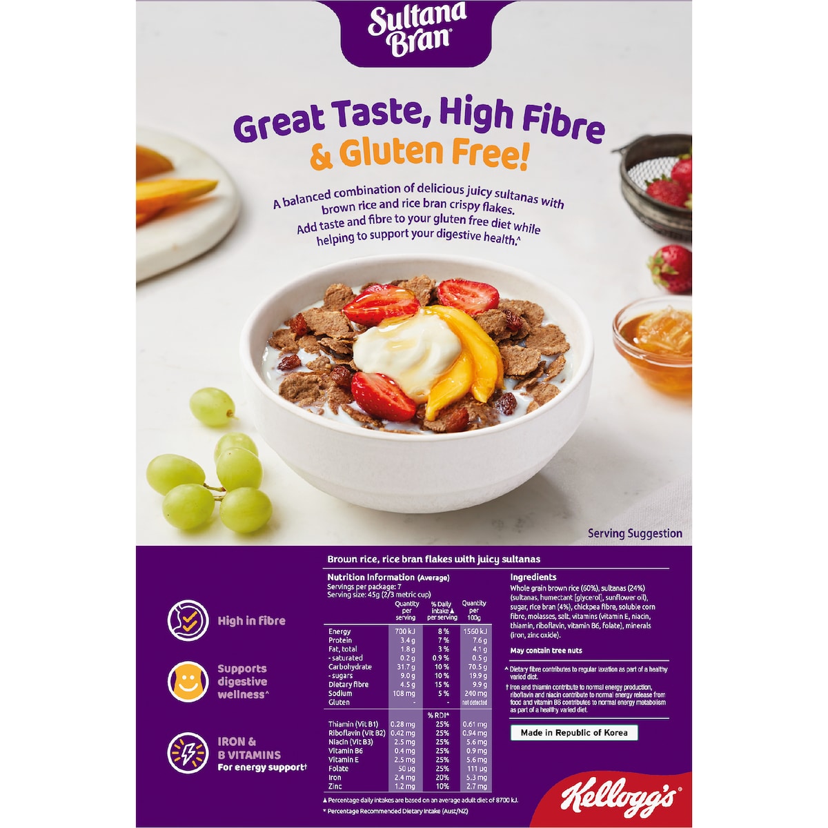 Kelloggs Gluten Free Sultana Bran Breakfast Cereal 350g