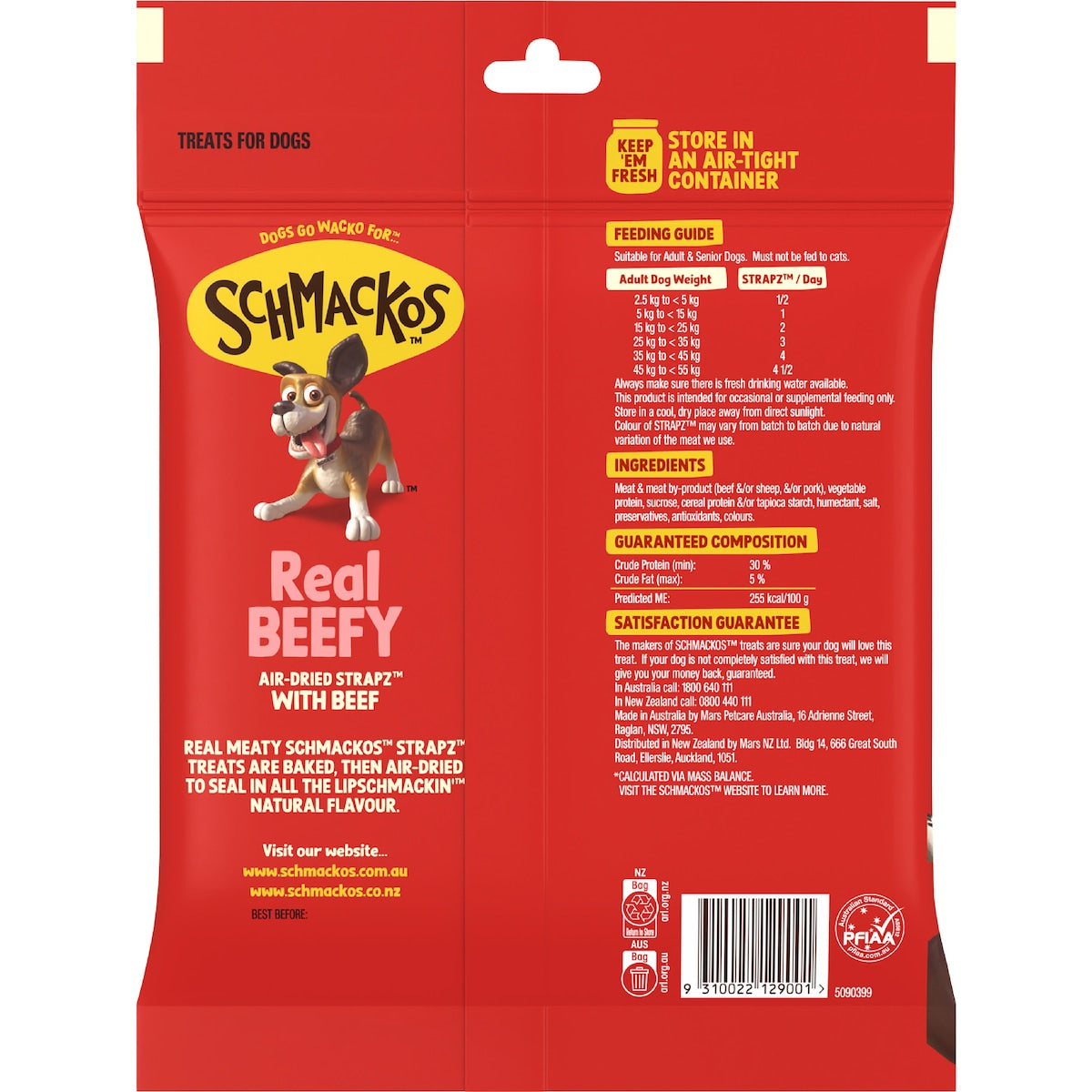 Schmackos Strapz Dog Treats With Beef 500g