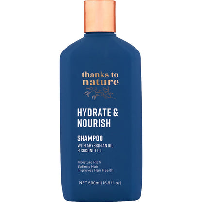 Thanks To Nature Hydrate & Nourish Shampoo With Abyssinian Oil For Dry Hair 500ml