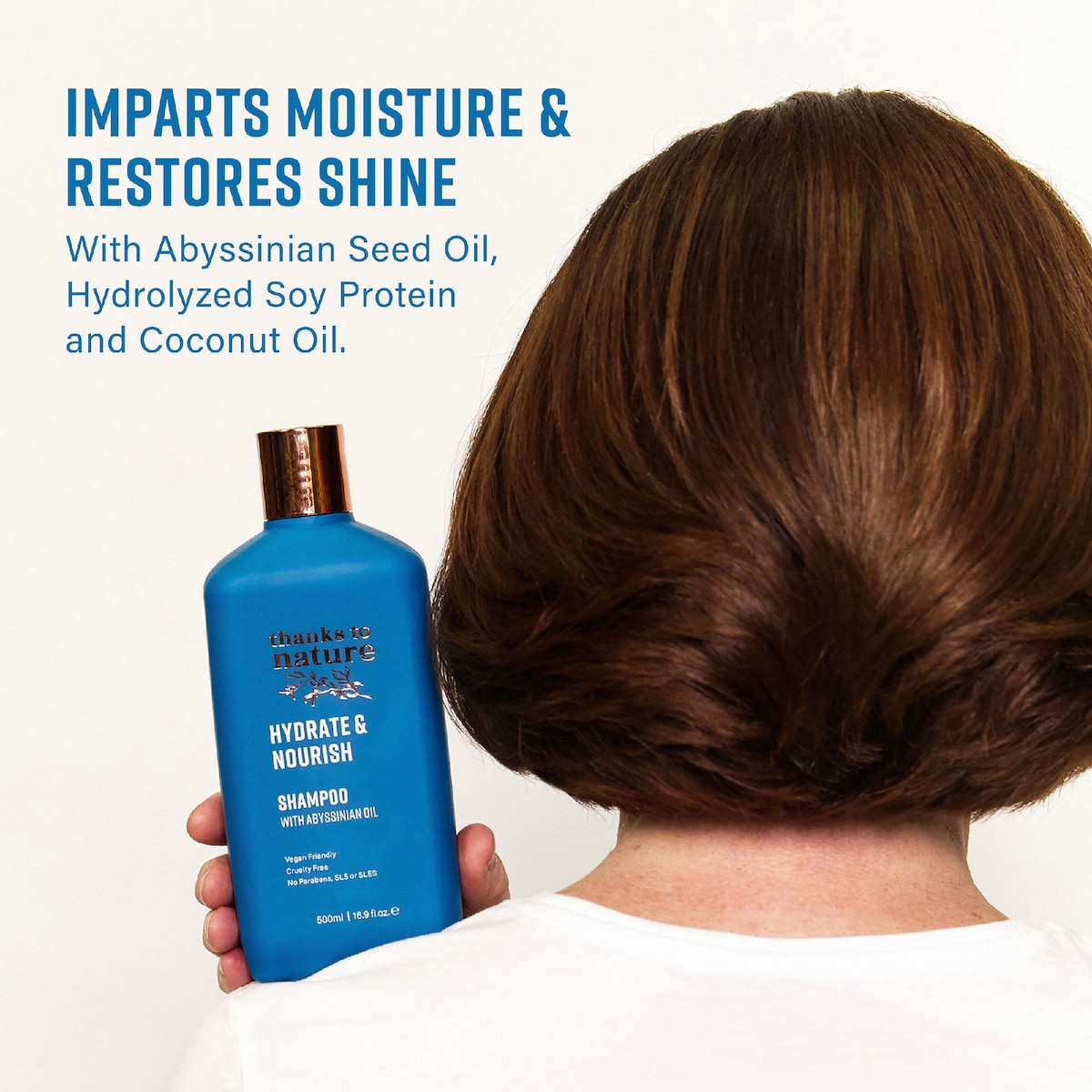 Thanks To Nature Hydrate & Nourish Shampoo With Abyssinian Oil For Dry Hair 500ml