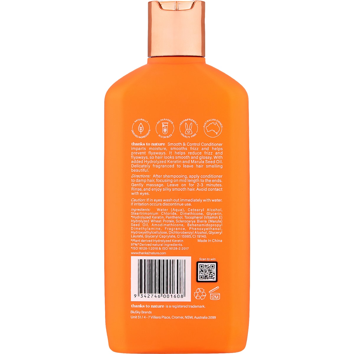 Thanks To Nature Smooth & Control Conditioner With Keratin For Frizzy Hair 500ml