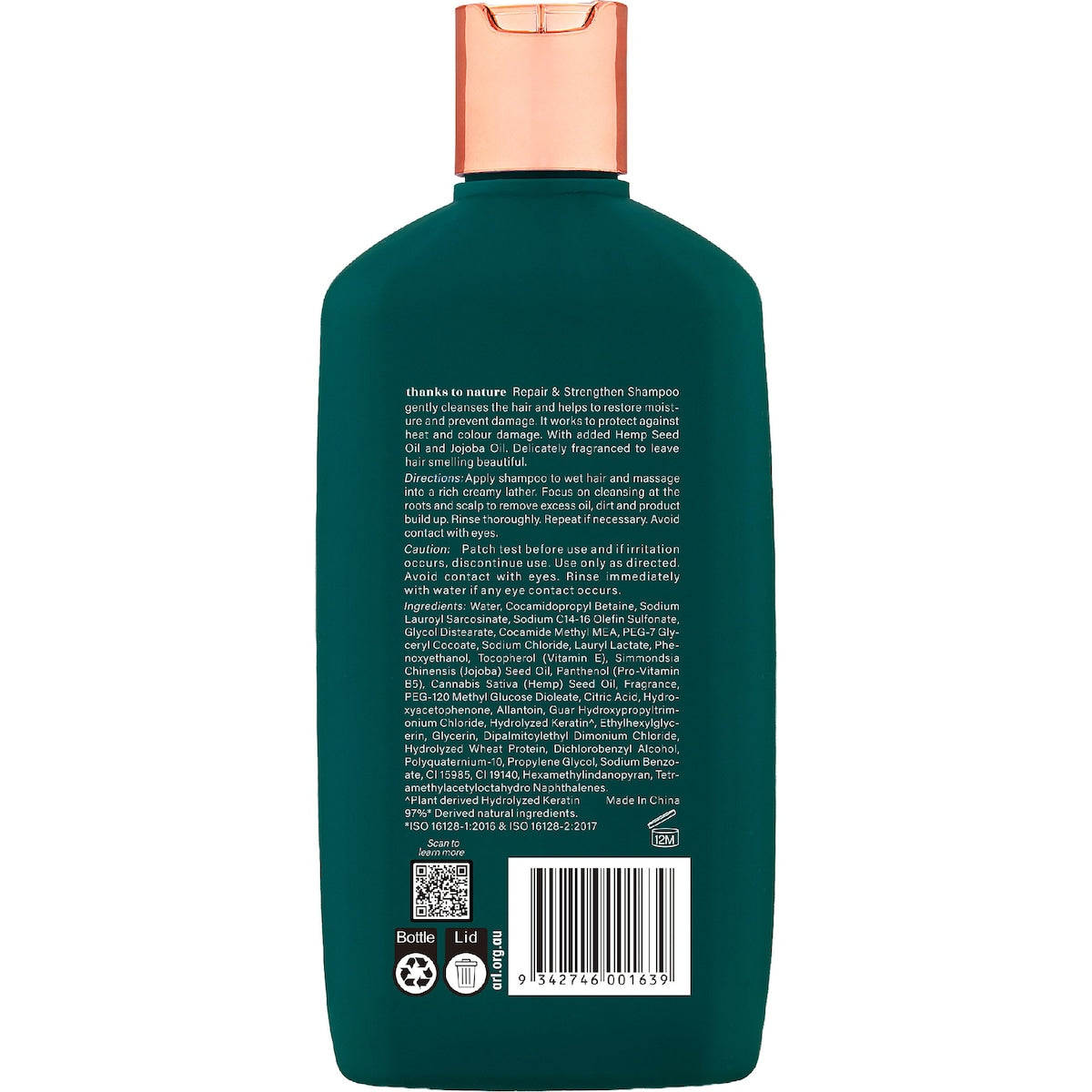 Thanks To Nature Repair & Strengthen Shampoo Hemp Seed Oil For Damaged Hair 500ml