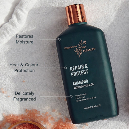 Thanks To Nature Repair & Strengthen Shampoo Hemp Seed Oil For Damaged Hair 500ml