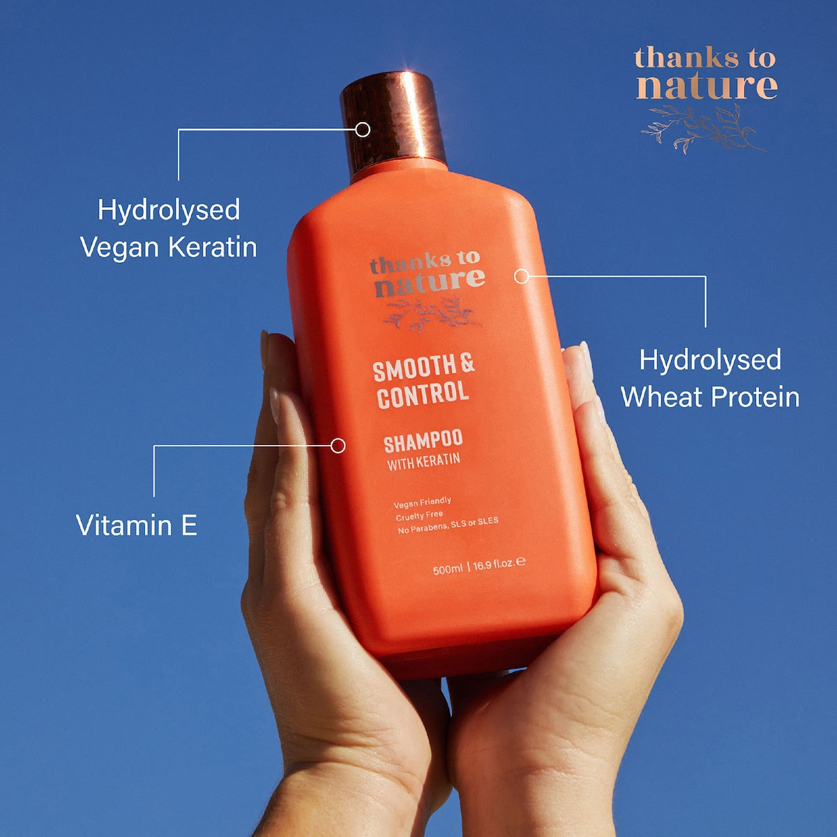 Thanks To Nature Smooth & Control Shampoo With Keratin For Frizzy Hair 500ml
